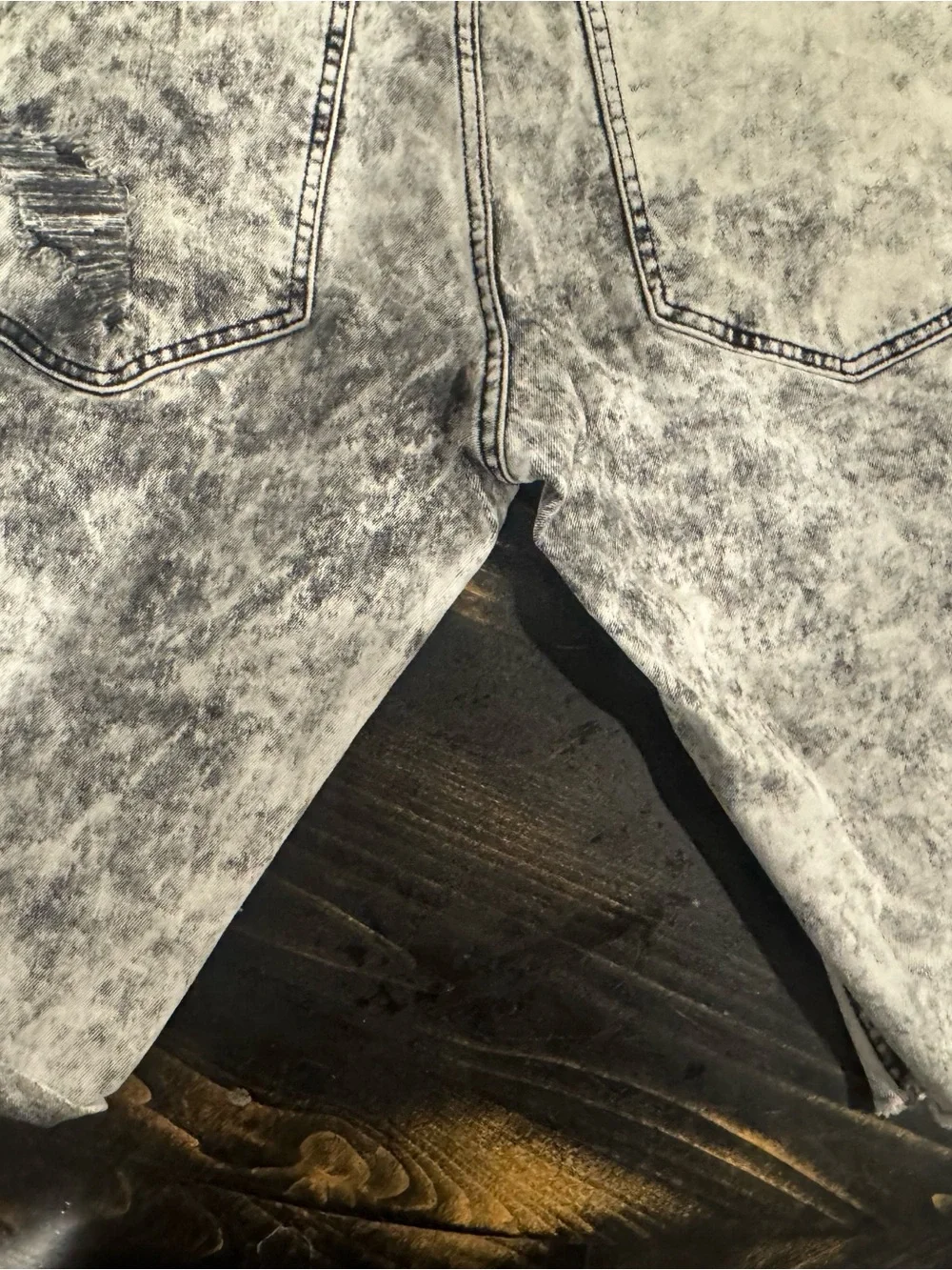 H&M’s Men's Acid Wash Black Denim Shorts - Distressed Style